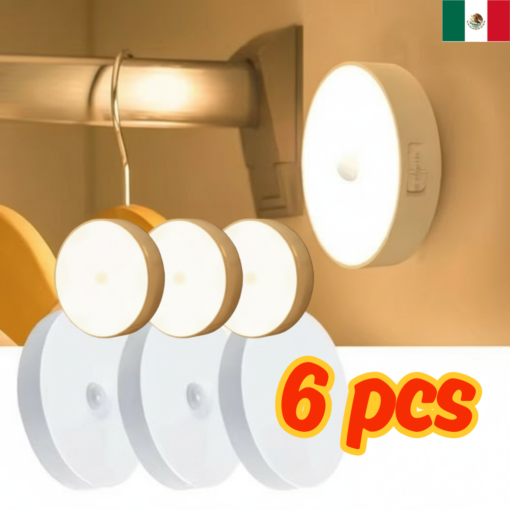 6 Pack - 6 pcs  Luz LED con Sensor de Movimiento Inalámbrica - Solo $749 MXN