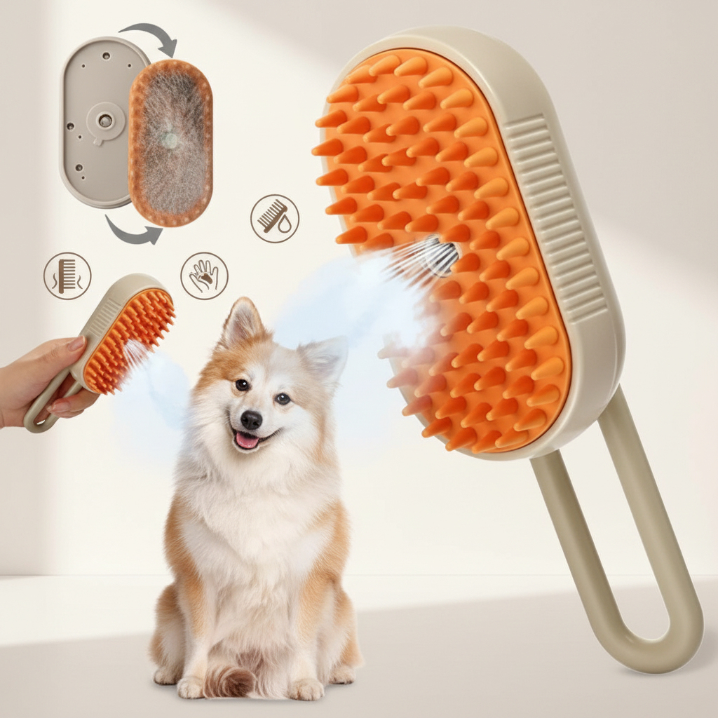 Cepillo de vapor para mascotas 3 en 1