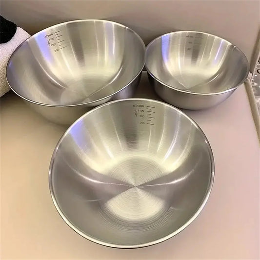 Set de 3 Tazones de Acero Inoxidable con Medidor para Cocina y Repostería