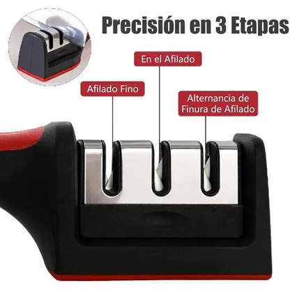 ¡2x1! Afilador de Cuchillos de 3 Etapas - Acero Inoxidable y Cerámica