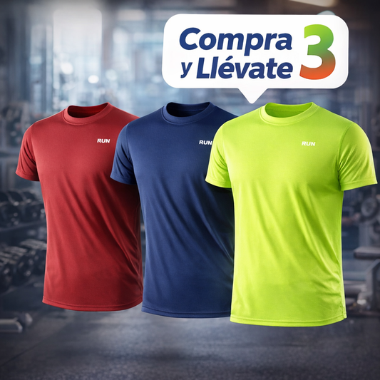 Kit 3x2 Playera Deportiva Dry-Fit de Compresión para Gym & Running | Secado Rápido