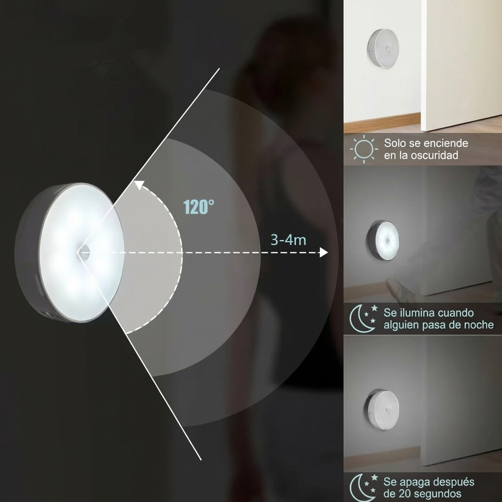 3 pcs Luz LED con Sensor de Movimiento Inalámbrica - Solo $519 MXN